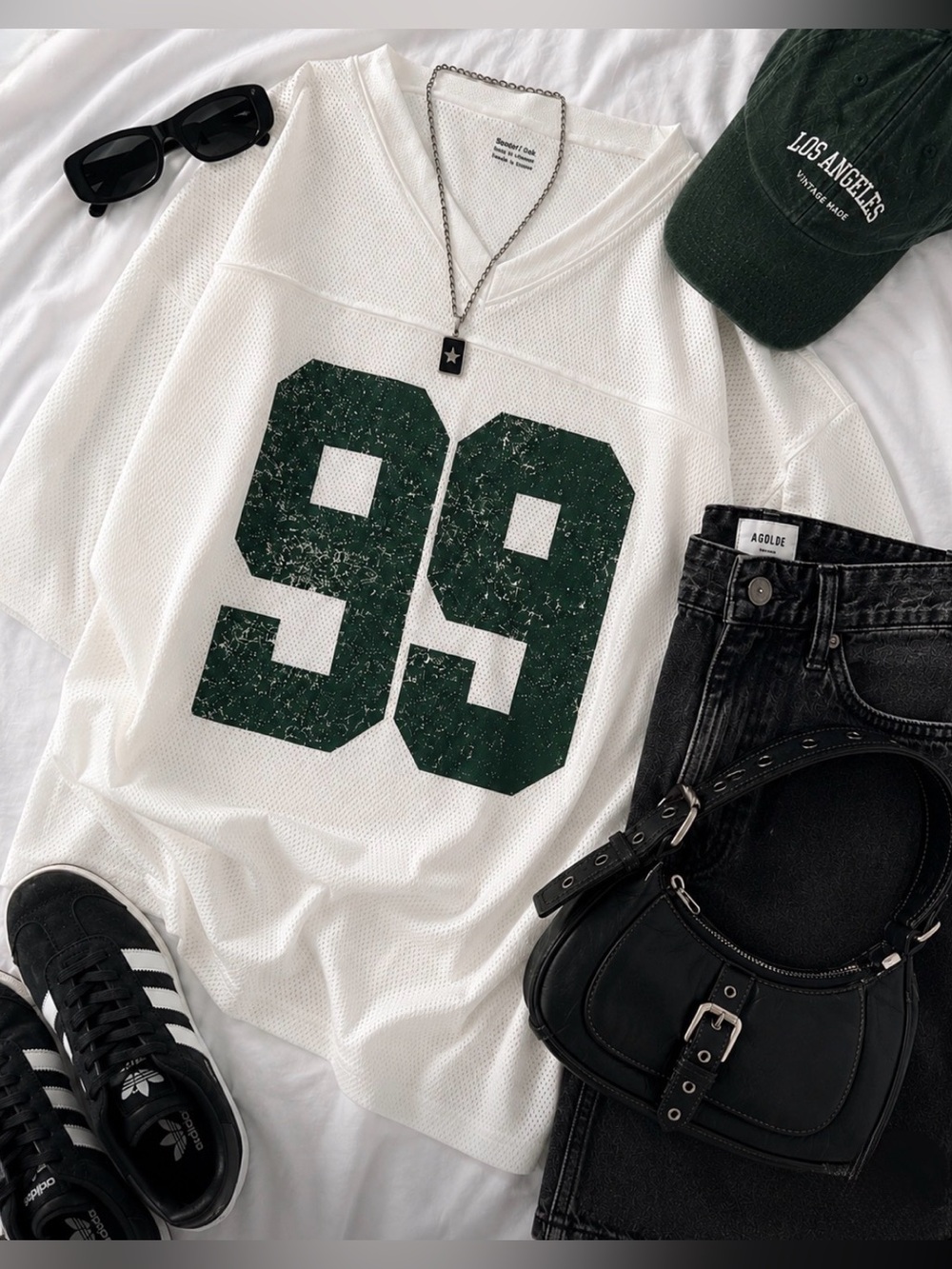 Vintage Distressed 99 Mesh Jersey Tee | Oversized Streetwear Football Jersey